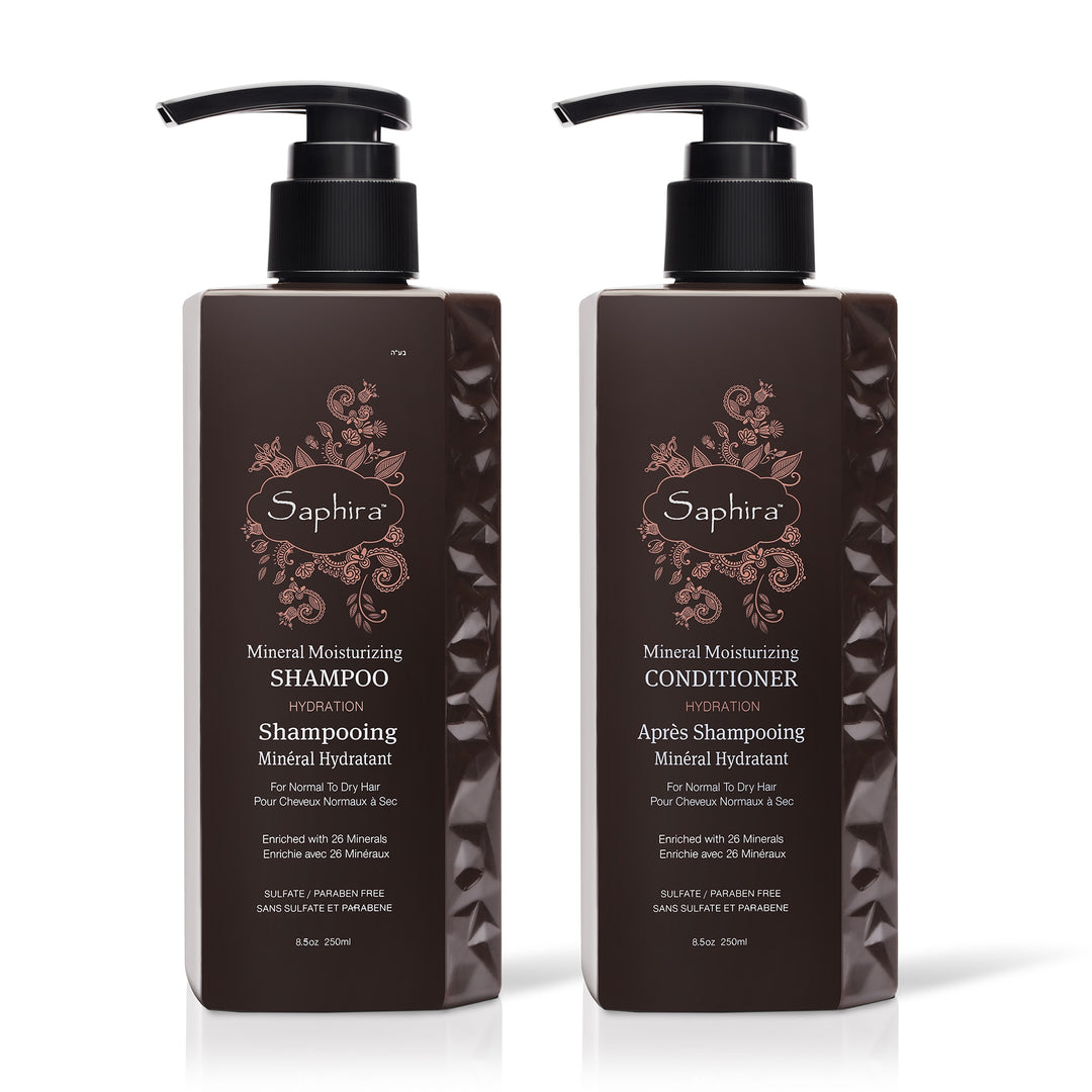 Saphira Mineral Moisturizing Shampoo and Conditioner for Normal to Dry Hair, 8.5 oz