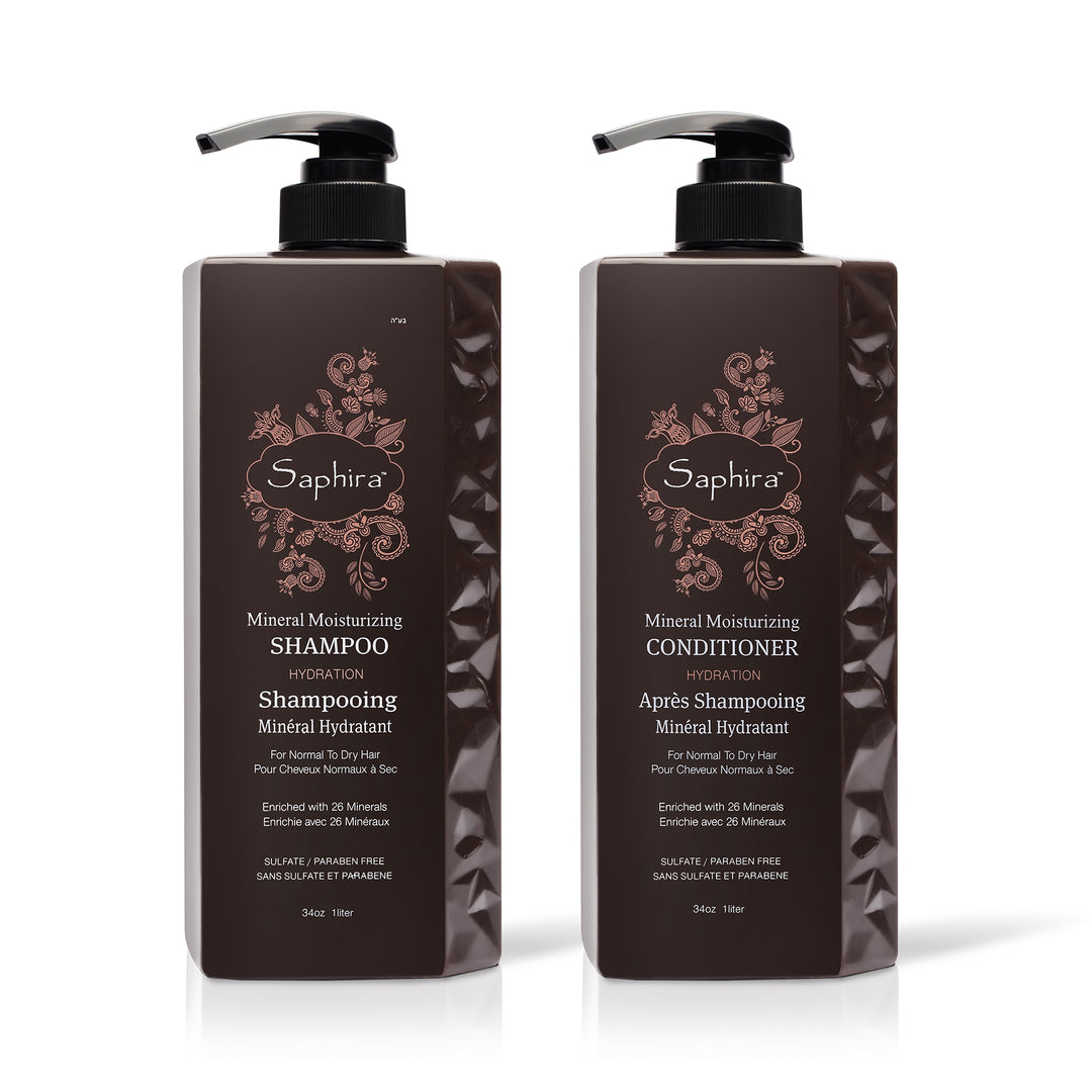 Saphira Mineral Moisturizing Shampoo and Conditioner for Normal to Dry Hair, 34 oz