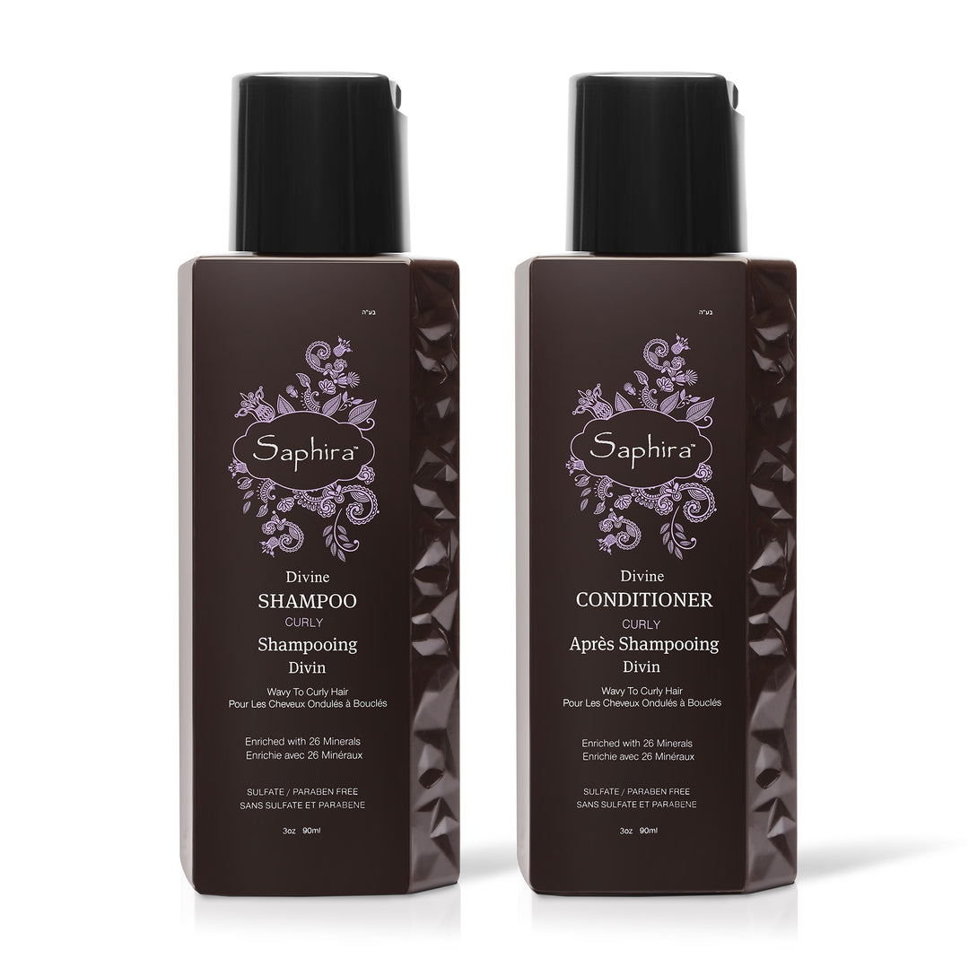 Travel size shampoo and conditioner set for bouncy curls