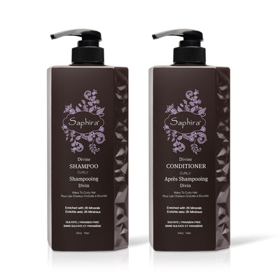 Back bar size shampoo and conditioner set for shiny curly wavy hair