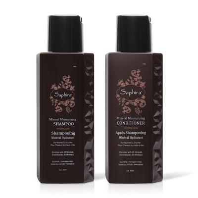 Saphira Mineral Moisturizing Shampoo and Conditioner for Normal to Dry Hair, 3 oz