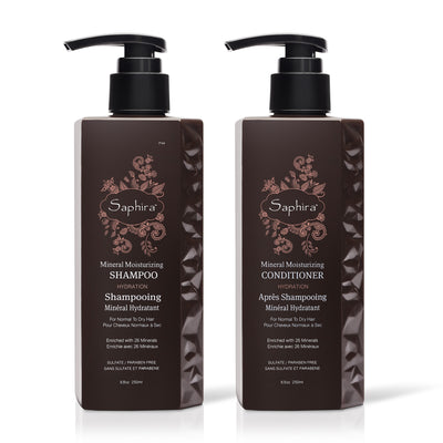 Saphira Mineral Moisturizing Shampoo and Conditioner for Normal to Dry Hair, 8.5 oz