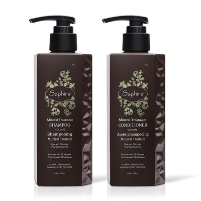 Saphira Mineral Treatment Shampoo & Conditioner for Fine and Thin Hair, 8.5 oz